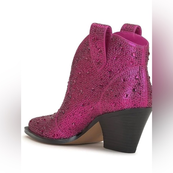 New Jessica Simpson Pink Rhinestone Zadie Ankle Western Cowboy Bootie - Picture 6 of 11